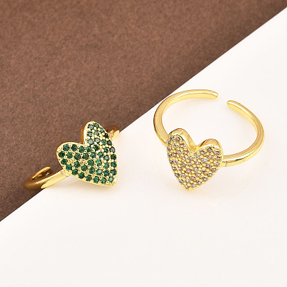 Манжеты из латуни с микро паве кубический цирконий для женщин, формы сердца, долговечный, стойки покрытие