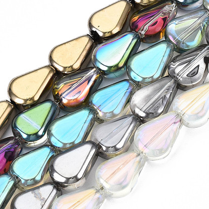 Electroplate Glass Beads Strands, Teardrop