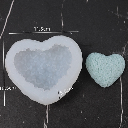 Flower Pattern Heart DIY Silicone Candle Molds, for Scented Candle Making