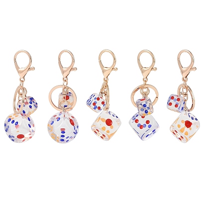 Пластиковый брелок в форме кубика, Сплав с застежками когтя омара, железный брелок и цепочки для ключей