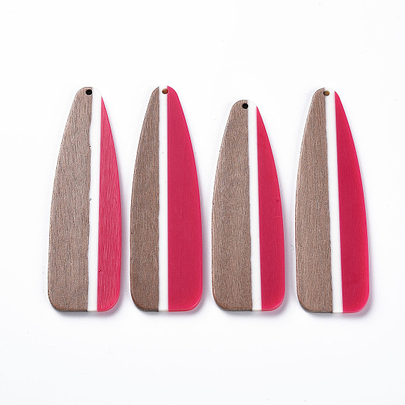 Большие подвески из непрозрачной смолы и орехового дерева, слеза