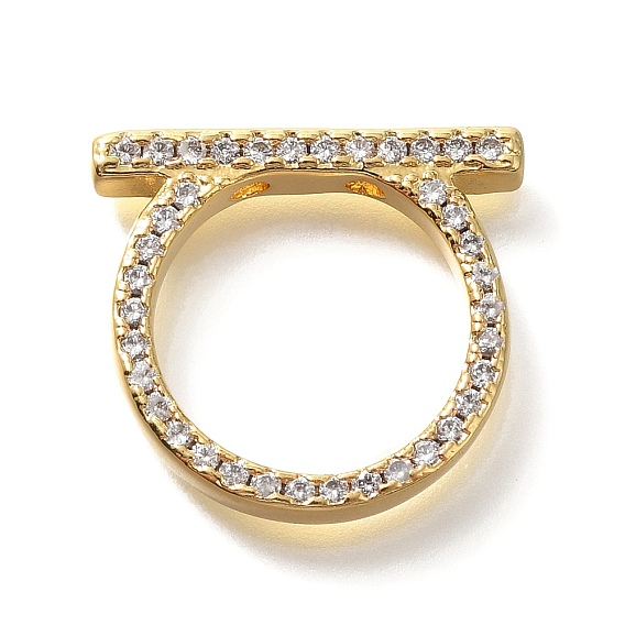 Прозрачные застежки-тоггл из латуни с кубическим цирконием, кольцо