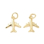 Rack Plating Brass Charms, with Jump Ring, Long-Lasting Plated, Cadmium Free & Lead Free, Airplane