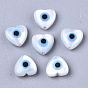 Natural White Shell Mother of Pearl Shell Beads, with Synthetic Turquoise, Heart with Evil Eye