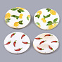 Printed Freshwater Shell Beads, Flat Round, Lemon and Chili Pattern