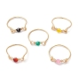 5 шт. экологически чистые медные проволочные кольца с натуральным агатом, содалитом и огненным агатом с трещинками