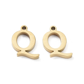 304 Stainless Steel Charms, Laser Cut, Letter Q Charm