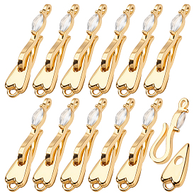 12 шт. латунные застежки-крючки и S-образные крючки со стразами