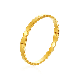 Honeycomb Hexagon 304 Stainless Steel Open Hinged Cuff Bangles for Women