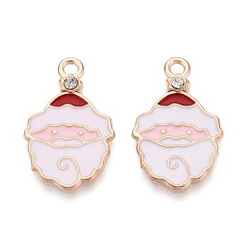 Alloy Enamel Pendants, Cadmium Free & Lead Free, Father Christmas, Light Gold