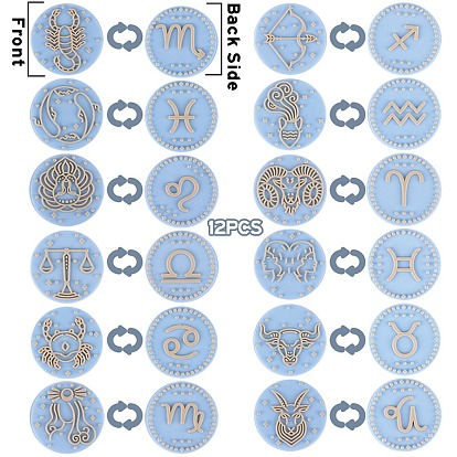 12 шт. 12 стили пищевого силикона фокусные бусины, круглые с двенадцатью созвездиями