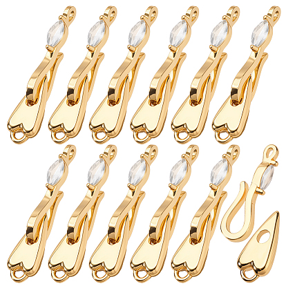 12 шт. латунные застежки-крючки и S-образные крючки со стразами