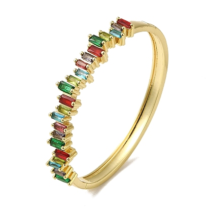 Brass Pave Glass Hinged Bangles for Women, Real 18K Gold Plated