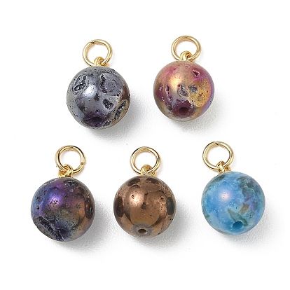 Подвески из натурального кристалла друзы, покрытые методом гальванического осаждения., круглые подвески, разноцветные