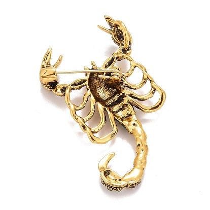Rhinestone Scorpion Badge, Constellation Alloy Lapel Pin for Backpack Clothes, Golden