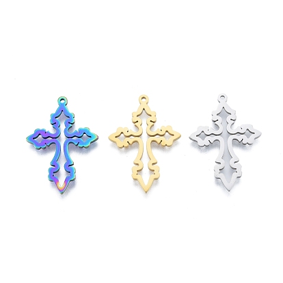 201 Stainless Steel Pendant,  Hollow Charms, Cross