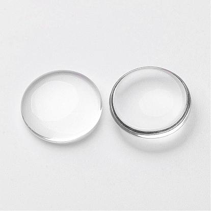 Glass Cabochons, Transparent, Half Round, Flat Back for Jewelry and Cabochon Settings