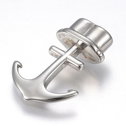 304 Stainless Steel Hook Clasps, For Leather Cord Bracelets Making, Anchor