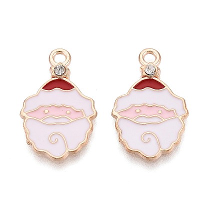 Alloy Enamel Pendants, Cadmium Free & Lead Free, Father Christmas, Light Gold