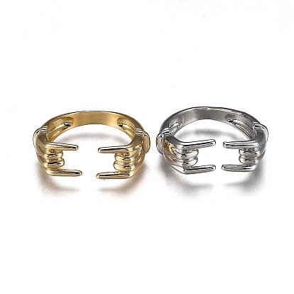 Brass Cuff Rings, Open Rings, Cadmium Free & Lead Free, Gesture for I Love You