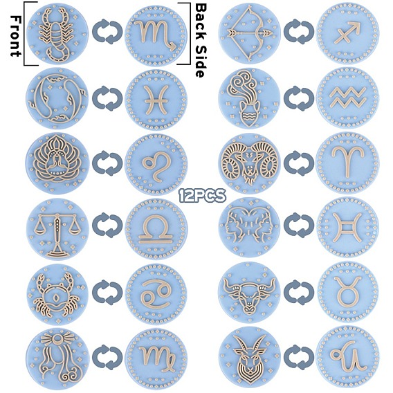 12 шт. 12 стили пищевого силикона фокусные бусины, круглые с двенадцатью созвездиями