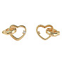 Brass Micro Pave Cubic Zirconia Fold Over Clasps, Nickel Free, Heart