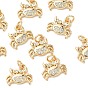 SHEGRACE Brass Micro Pave Cubic Zirconia Pendants, Cadmium Free & Nickel Free & Lead Free, Crab Charms, Clear