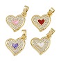 Латунные микропроволочные кубические циркониевые подвески из эмали, сердце прелести, долговечный, стойки покрытие, без свинца и без кадмия