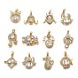 Brass Clear Cubic Zirconia Constellation Charms, Long-Lasting Plated, with Jump Ring