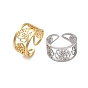 304 Stainless Steel Open Cuff Ring for Women, Flower