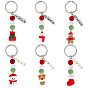 6шт. 6 стили, непрозрачные брелоки из смолы на рождественскую тематику, с железными разрезными брелоками, платина, с полимерной глины горный хрусталь и акриловые бусины