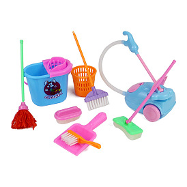 Plastic Dolls Cleaning Tools Set, Miniature Furniture Toys, for American Girl Doll Dollhouse Decoration