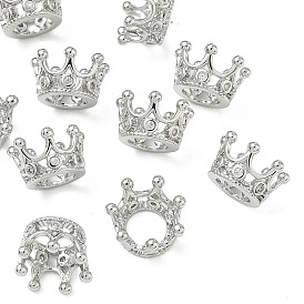 SHEGRACE Brass Micro Pave Cubic Zirconia Pendants, Cadmium Free & Nickel Free & Lead Free, Crown Charms, Clear