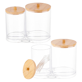 Nbeads 2Pcs Plastic with Wood Containers, Swab Containers