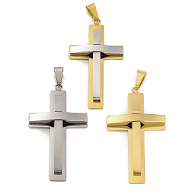 PVD Vacuum Plating 304 Stainless Steel Big Pendants, Cross Charm, Religion