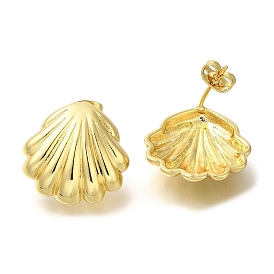 Серьги-гвоздики из латуни с покрытием стойки, долговечный, без кадмия и без свинца, формы раковины