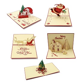 3D Pop Up Paper Greeting Card, with Envelope, Christmas Day Invitation Card