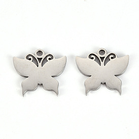 201 Stainless Steel Pendants, Laser Cut, Butterfly