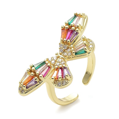 Латунные микро проложить кубического циркония кольца, долговечный, реальный 18 k позолоченный, без кадмия и без свинца, бабочка