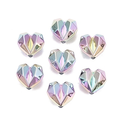 Непрозрачные акриловые бусины с УФ-покрытием, радужный, сердце, граненые