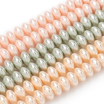 Нити бусин из гальванизированного непрозрачного стекла, имитирующие жемчуг, рондель