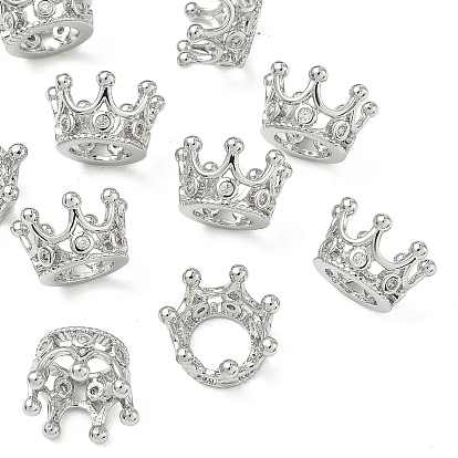 SHEGRACE Brass Micro Pave Cubic Zirconia Pendants, Cadmium Free & Nickel Free & Lead Free, Crown Charms, Clear