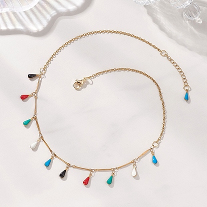 304 Женские нагрудные ожерелья с кисточками и каплевидной формой, покрытые эмалью из нержавеющей стали