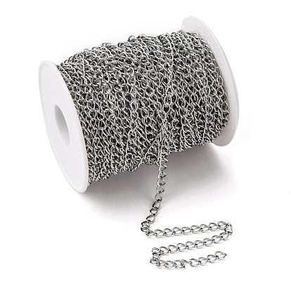 201 Stainless Steel Curb Chains, with Spool, Unwelded