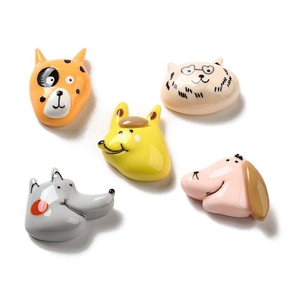 Opaque Resin Decoden Cabochons, Dog Head Mixed Shapes