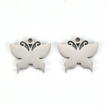 201 Stainless Steel Pendants, Laser Cut, Butterfly