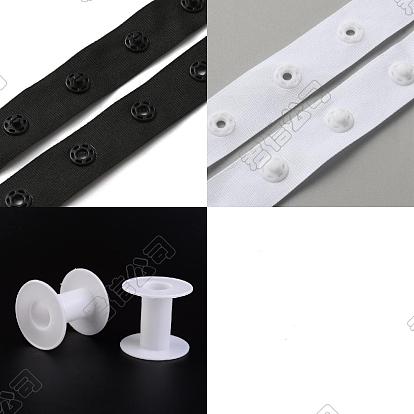 AHADEMAKER 10 Yards 2 Colors Plastic Snap Button Tape, Sewing Fastener Polyester Tape, with 2Pcs Plastic Empty Spools