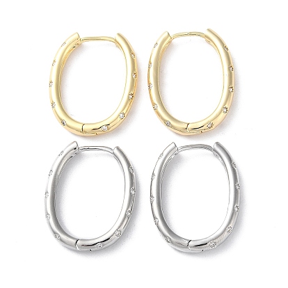 Латунные микро проложить серьги обруча кубического циркония, овальные