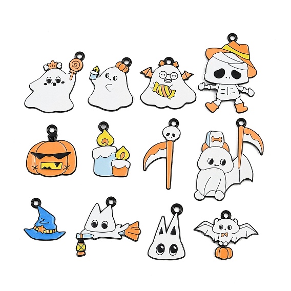 Подвески из сплава хэллоуина с эмалью, чёрные