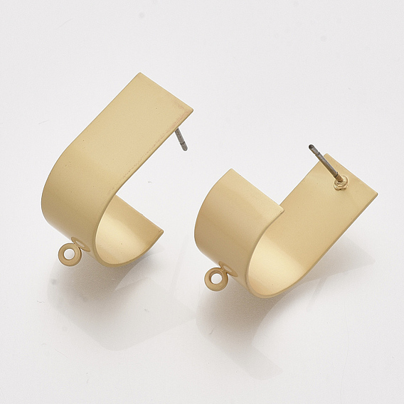 Iron Stud Earring Findings, with Steel Pins and Loop